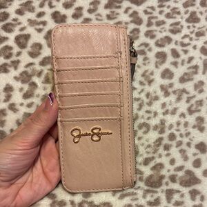 Jessica Simpson Blush Card Holder with Gold Logo